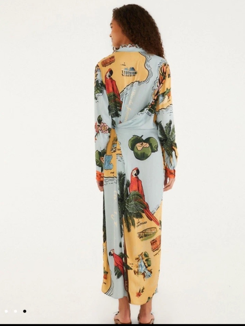 Farm Rio Multicolor Beaches Path Collared Buttoned Maxi Dress - Sz S - Picture 2 of 7